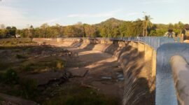 Kondisi terkini Bendungan Lekopancing,beberapa waktu lalu. Untuk mengantisipasi kekeringan selama musim kemarau, PDAM Kota Makassar akan membangun bendung karet di daerah aliran Sungai Tallo. (Foto: Istimewa)