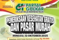 Peringatan HUT ke-61, Golkar Makassar Berbagi Dua Ribu Paket Sembako Murah dan Pemeriksaan Kesehatan Gratis.